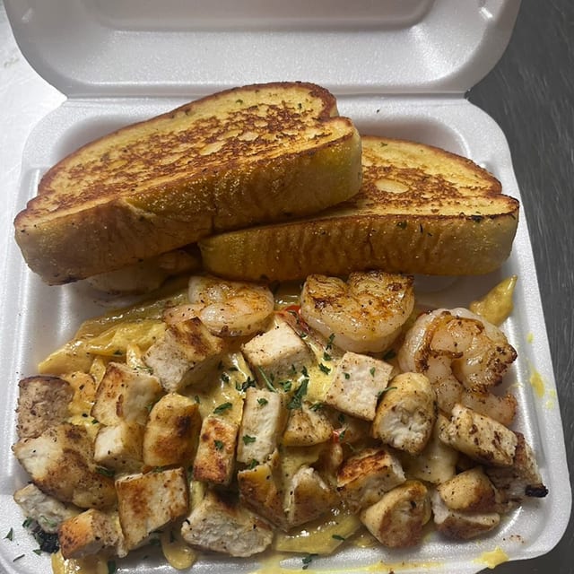 Shrimp & Chicken Rasta Pasta.