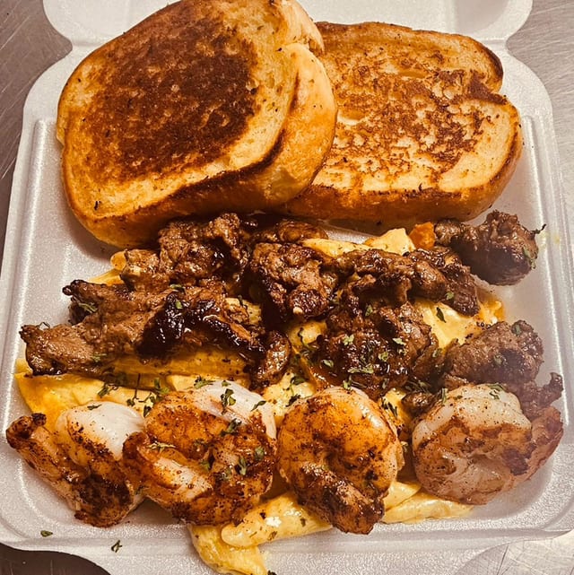 Shrimp & Steak Rasta Pasta.