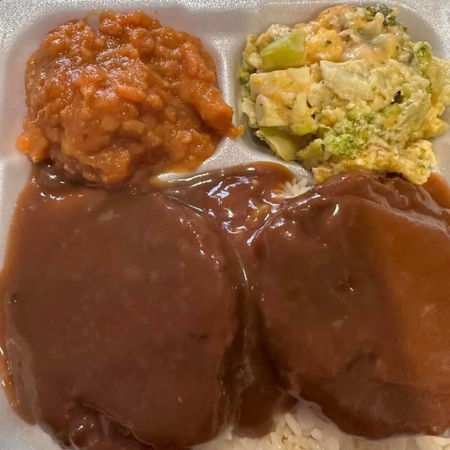 Smothered Hamburger Steaks with 3 Sides.