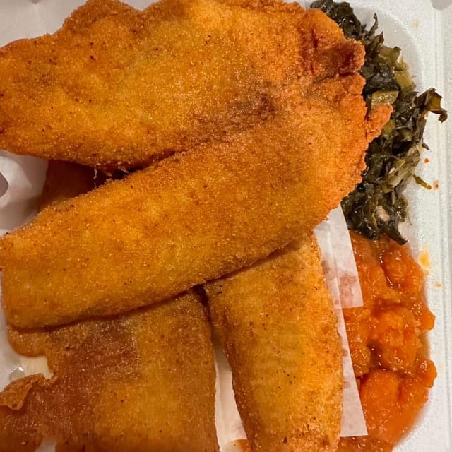 2 Pcs Fried Whiting with 2 Sides.