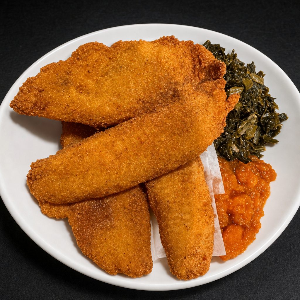 2 Pcs Fried Whiting with 2 Sides.