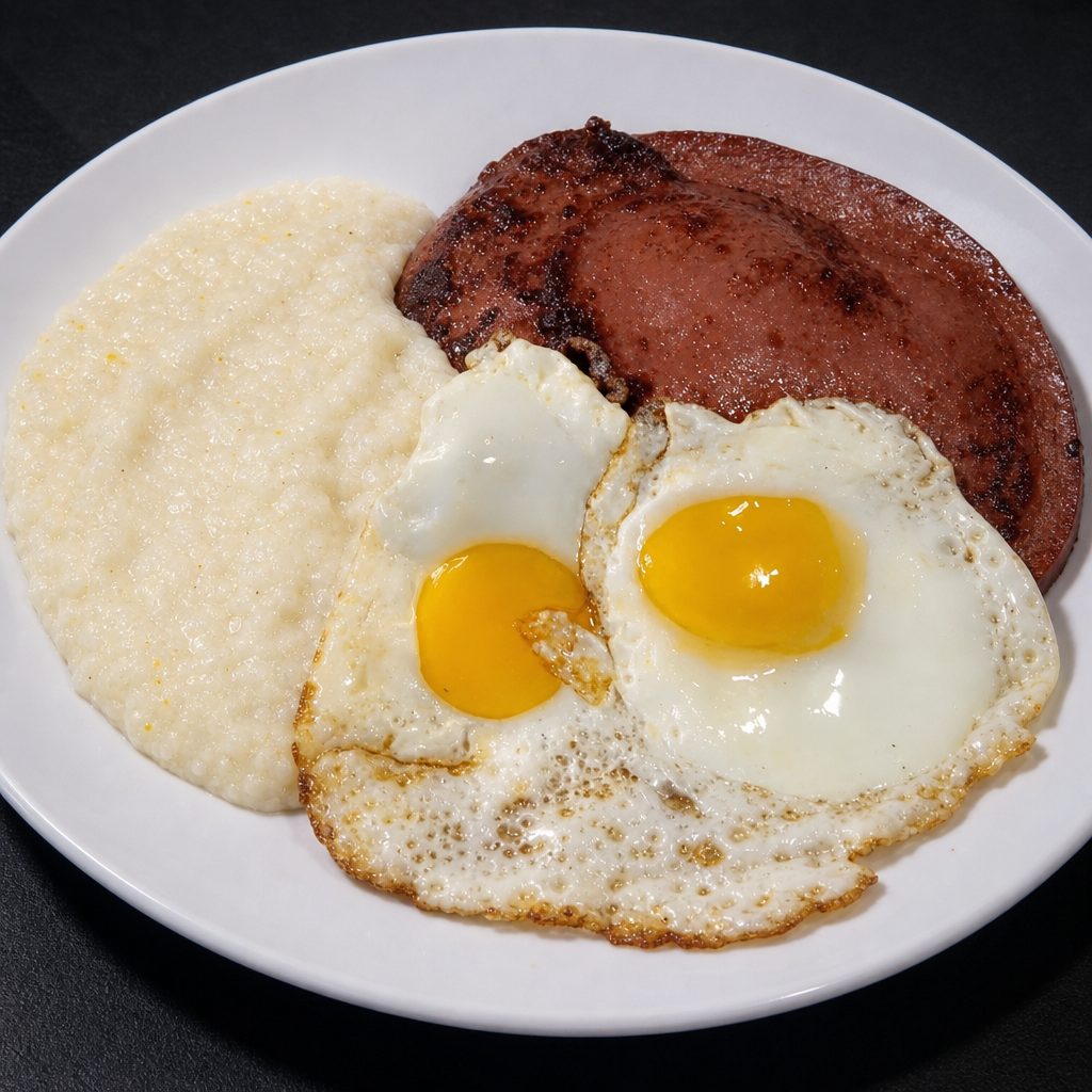 Small Bologna, Grits & Eggs.