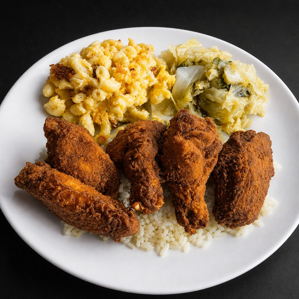5 Pcs Chicken Wings with 3 Sides.