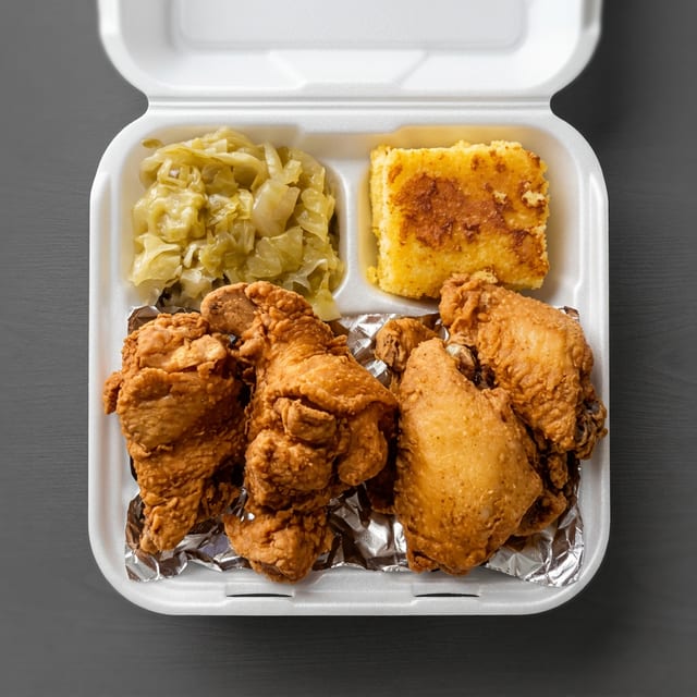 5 Pcs Chicken Wings with 2 Sides.