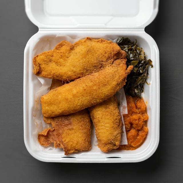 2 Pcs Fried Whiting with 2 Sides.
