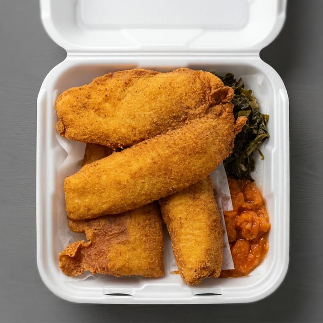 2 Pcs Fried Tilapia with 2 Sides.