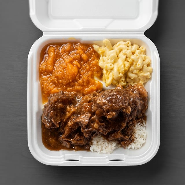 Oxtails with 3 Sides.